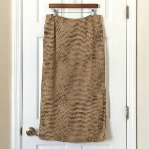 Susan Bristol Y2K Vintage Light Spotted Print High Waisted Midi Skirt Tan 12