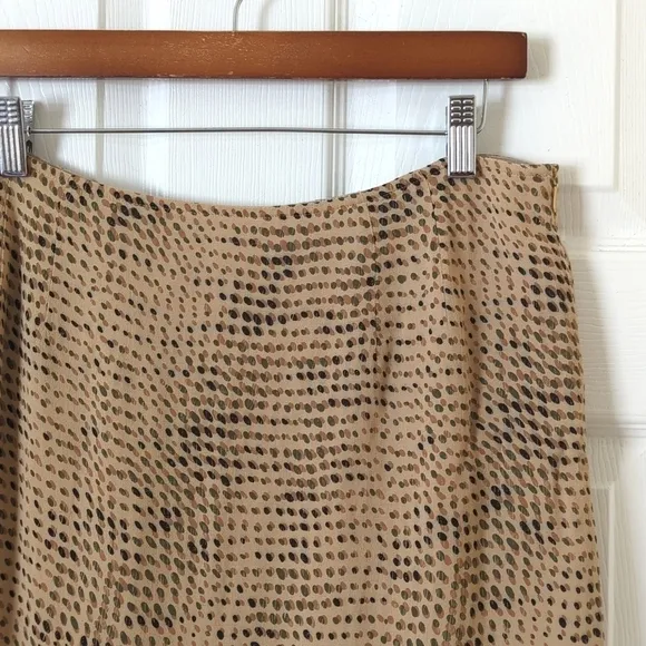 Susan Bristol Y2K Vintage Light Spotted Print High Waisted Midi Skirt Tan 12