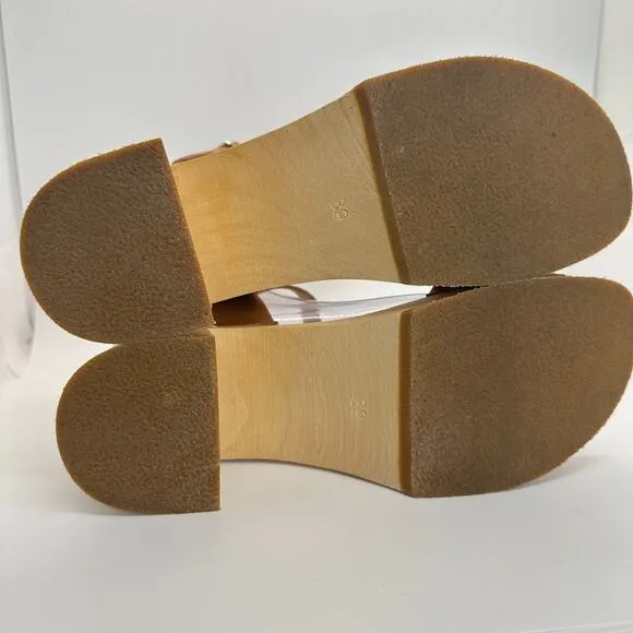 Swedish Hasbeens Clog Sandals Size Wood sole w/ natural leather new w/o box 7.5