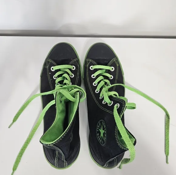 sz 9 RARE Converse All Star Black Lime Green High-Top Sneakers Wicked Celtics