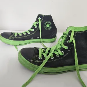 sz 9 RARE Converse All Star Black Lime Green High-Top Sneakers Wicked Celtics