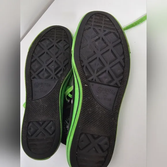 sz 9 RARE Converse All Star Black Lime Green High-Top Sneakers Wicked Celtics
