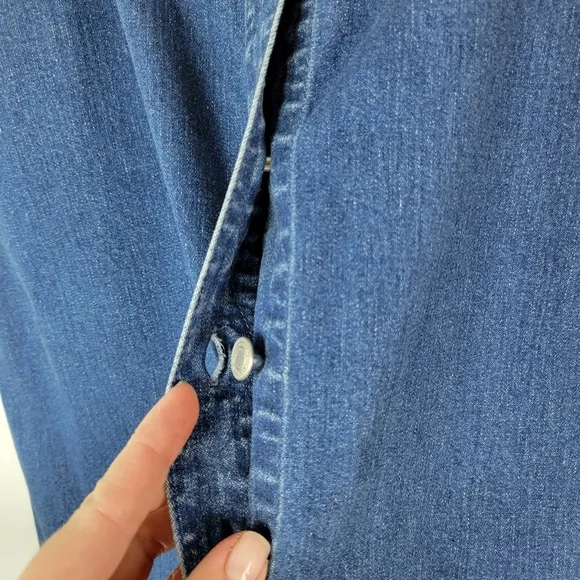 Talbots 100% Cotton Blue Jean Skirt Front Buttons Sz 16 EUC