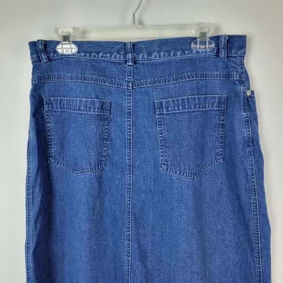 Talbots 100% Cotton Blue Jean Skirt Front Buttons Sz 16 EUC