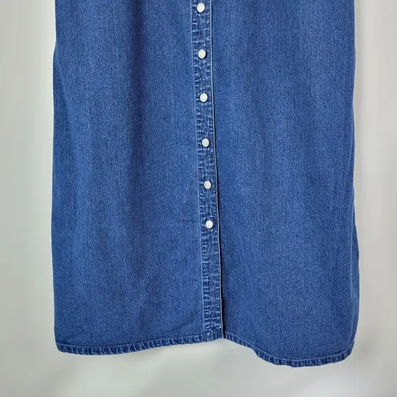 Talbots 100% Cotton Blue Jean Skirt Front Buttons Sz 16 EUC