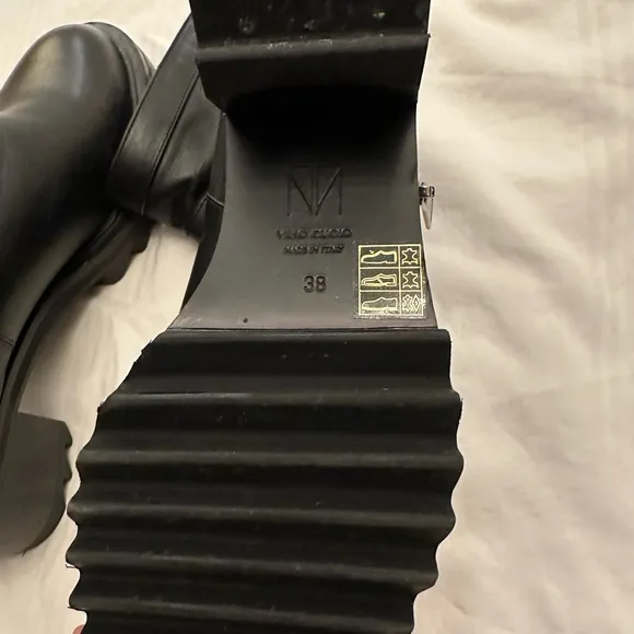 Tamara Mellon Black Heeled Boots with Lug Sole