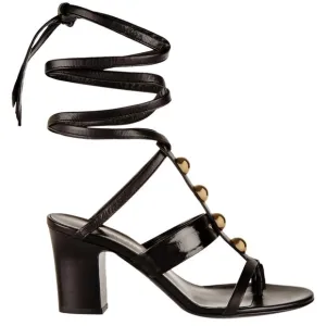 Tamara Mellon Studded Strappy Black Leather Sandals, Size 36.5, NEW, Retail $595