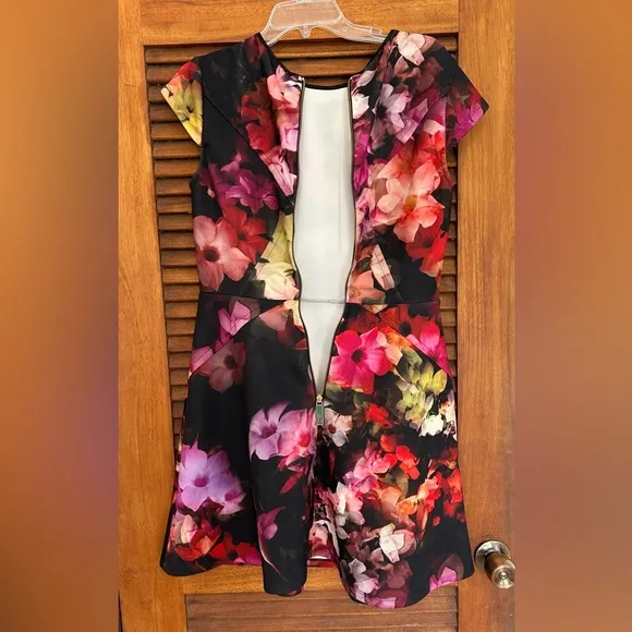 TED BAKER Embla Cascading Flora Skater Boho Dress Size 3