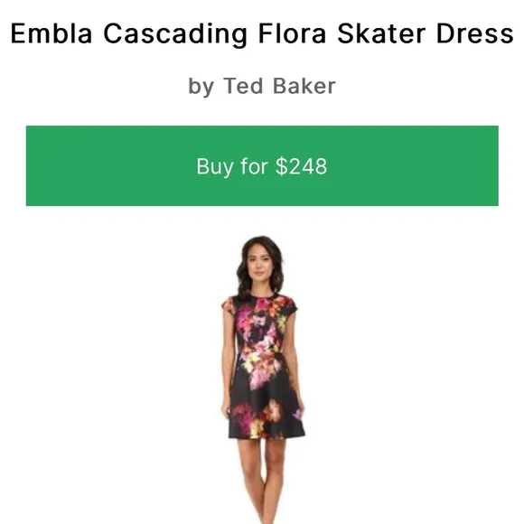 TED BAKER Embla Cascading Flora Skater Boho Dress Size 3