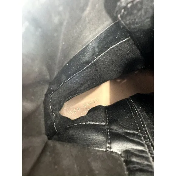 Ted Baker Imojen Leather Lace Up Chunky Heeled Boot Black Size 41