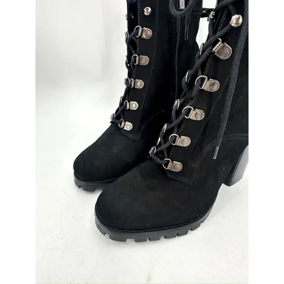 Ted Baker Imojen Leather Lace Up Chunky Heeled Boot Black Size 41
