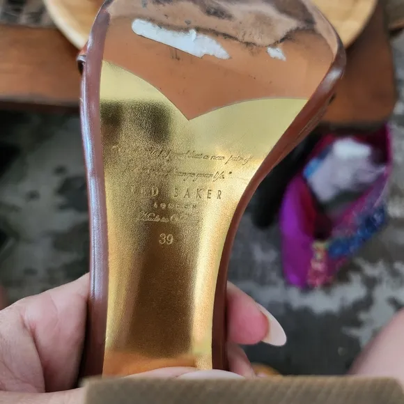 Ted Baker Lorno Leather Block Heeled Sandals size 39