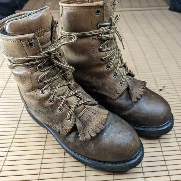 Tegopro Waterproof Brown leather steel toe Waterproof Hiker Work Boots Mens sz 9