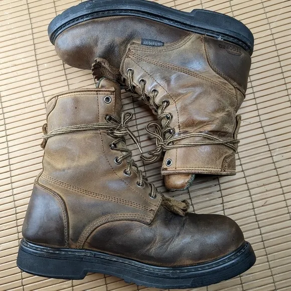 Tegopro Waterproof Brown leather steel toe Waterproof Hiker Work Boots Mens sz 9