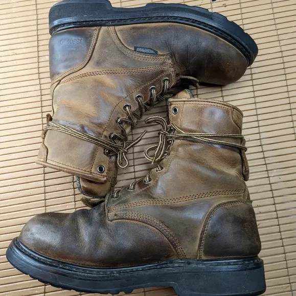 Tegopro Waterproof Brown leather steel toe Waterproof Hiker Work Boots Mens sz 9