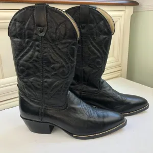 Texas Black Leather Western Cowboy Boots Festival Southwestern Classic