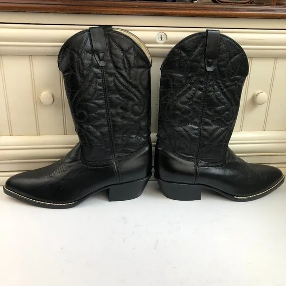 Texas Black Leather Western Cowboy Boots Festival Southwestern Classic
