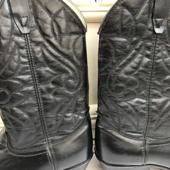 Texas Black Leather Western Cowboy Boots Festival Southwestern Classic