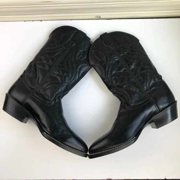Texas Black Leather Western Cowboy Boots Festival Southwestern Classic
