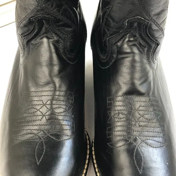 Texas Black Leather Western Cowboy Boots Festival Southwestern Classic