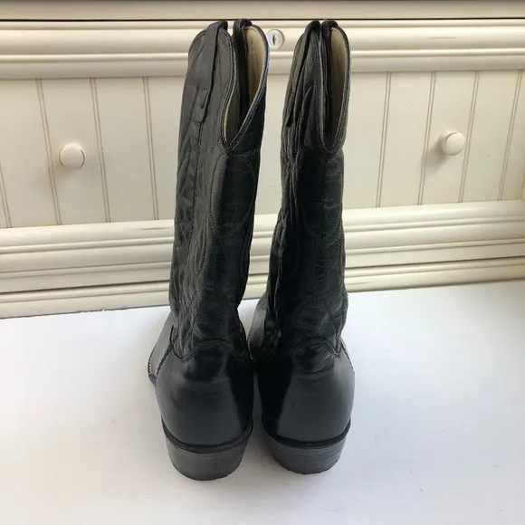 Texas Black Leather Western Cowboy Boots Festival Southwestern Classic