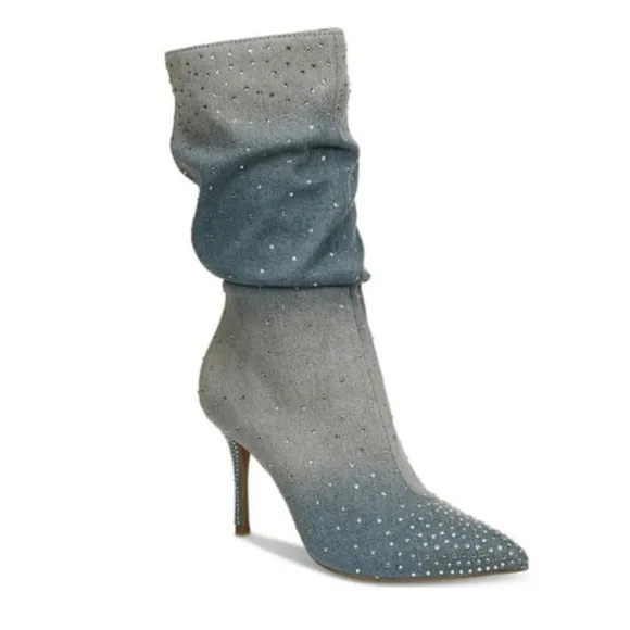 Thalia Sodi Women's Raquell Slouch Pointed-Toe Embellished Dress Boots Size 7M