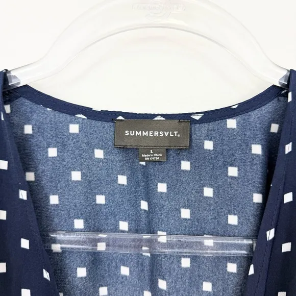 The Beach to Brunch Wrap Dress Square Dot in Deep Sea &amp; White Sand