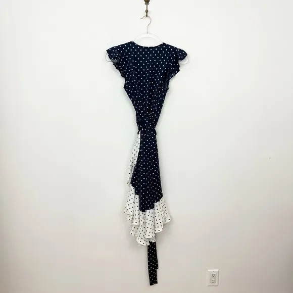 The Beach to Brunch Wrap Dress Square Dot in Deep Sea &amp; White Sand
