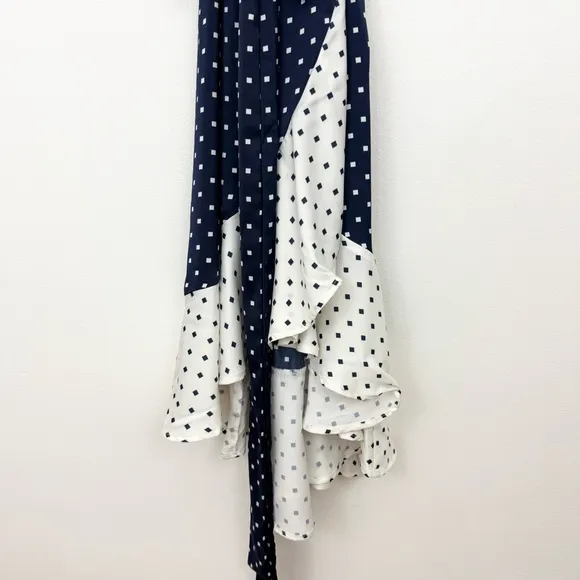 The Beach to Brunch Wrap Dress Square Dot in Deep Sea &amp; White Sand
