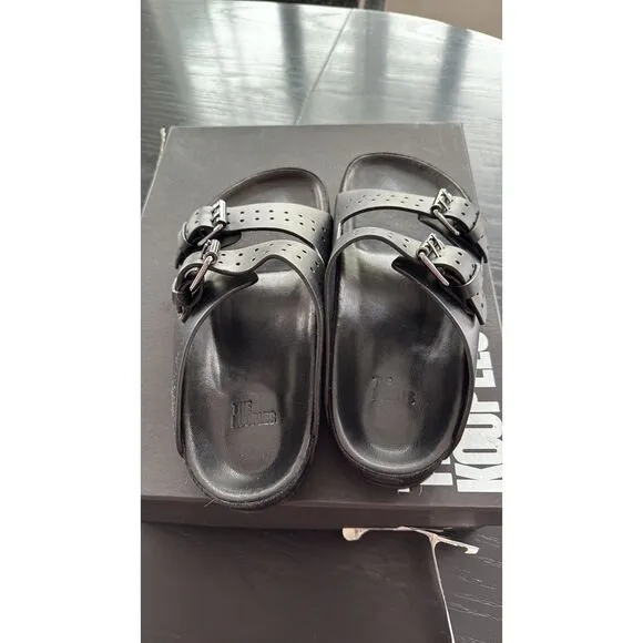The Kooples Black Leather  Sandals NWT Size 38