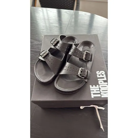 The Kooples Black Leather  Sandals NWT Size 38