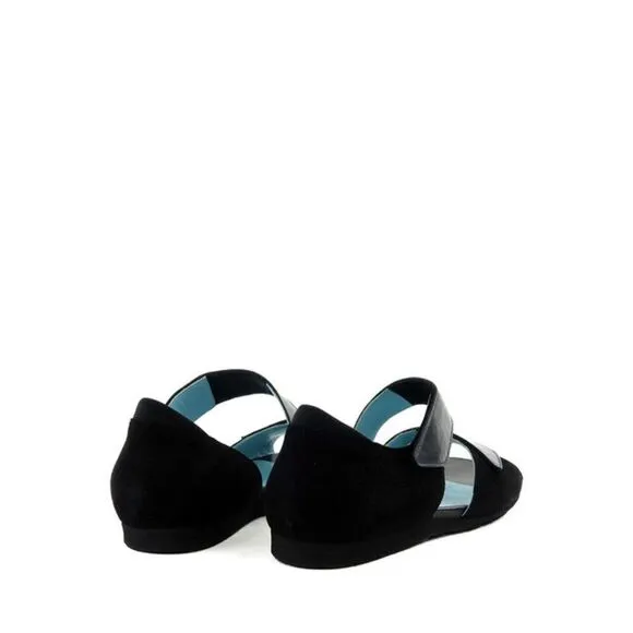 Thierry Rabotin Women's Black Straps Velcro Stylish Sandals Size 40 New with Box