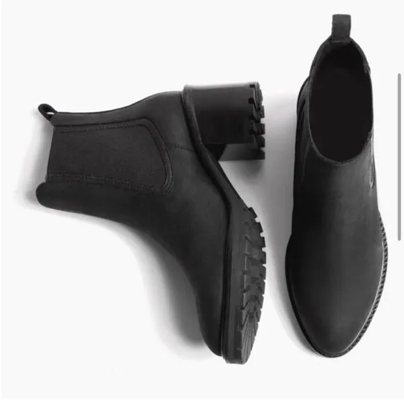 Thursday Boot Company Black Matte Chelsea Knockout Chunky Heel Leather Boots 6