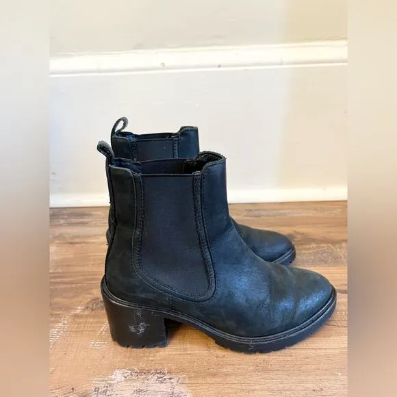 Thursday Boot Company Black Matte Chelsea Knockout Chunky Heel Leather Boots 6