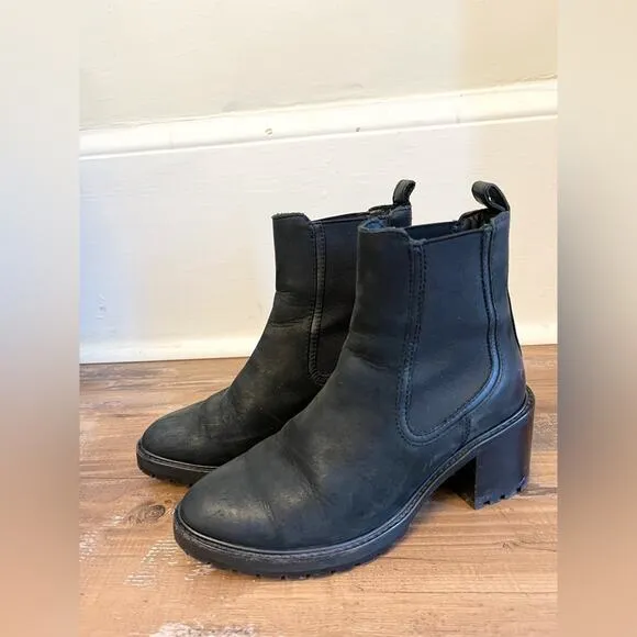 Thursday Boot Company Black Matte Chelsea Knockout Chunky Heel Leather Boots 6