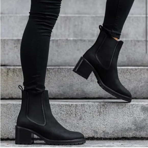 Thursday Boot Company Black Matte Chelsea Knockout Chunky Heel Leather Boots 6