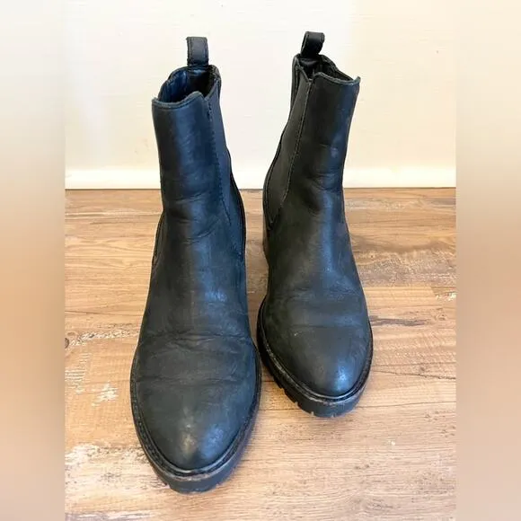 Thursday Boot Company Black Matte Chelsea Knockout Chunky Heel Leather Boots 6
