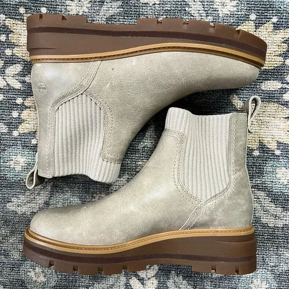 Timberland Cervinia Valley Gray and Brown Ankle Boots with Chunky Sole