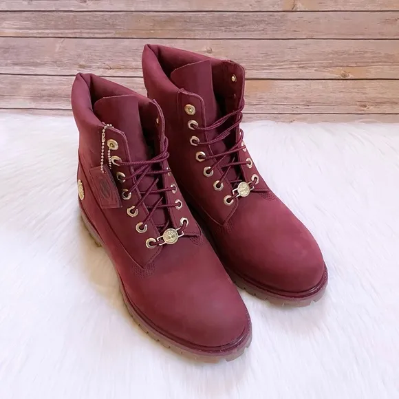 Timberland Men’s Premium 6 Inch Waterproof Burgundy Boots