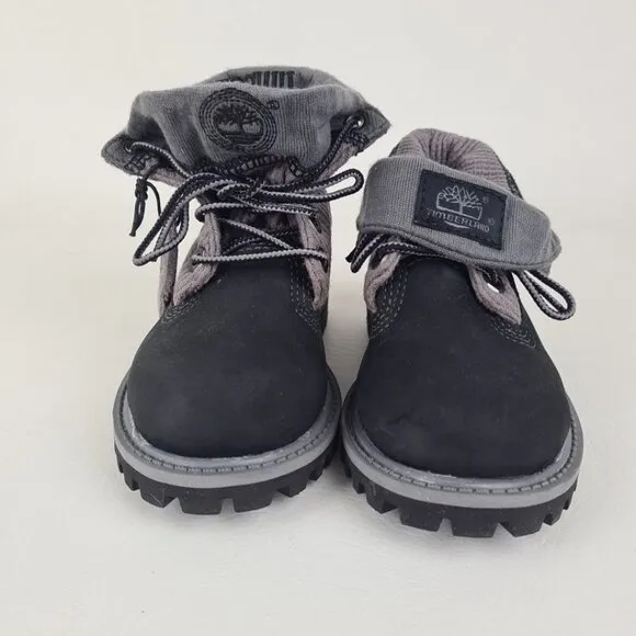 Timberland Roll Top Thetmal TODDLER Boots Waterproof Black Leather
