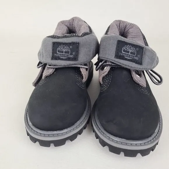 Timberland Roll Top Thetmal TODDLER Boots Waterproof Black Leather