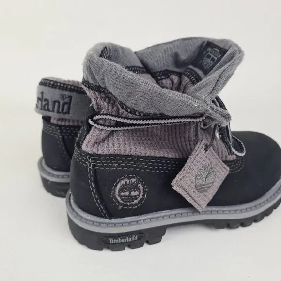 Timberland Roll Top Thetmal TODDLER Boots Waterproof Black Leather