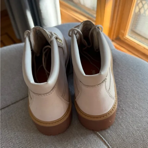 Timberland White and Brown Lace Up Boots with Chunky Sole