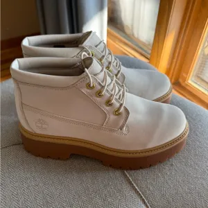 Timberland White and Brown Lace Up Boots with Chunky Sole