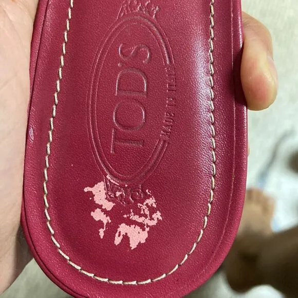 Tod’s Red Leather Mules heeled sandals size 7.5