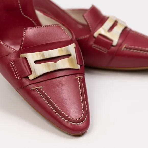 Tod’s Red Leather Mules heeled sandals size 7.5