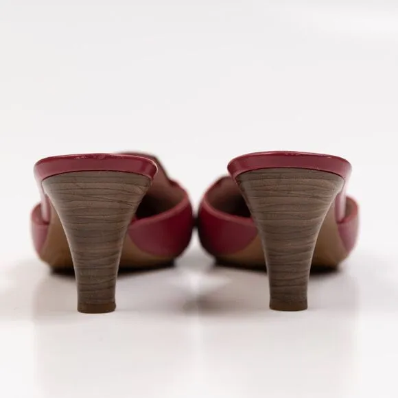 Tod’s Red Leather Mules heeled sandals size 7.5
