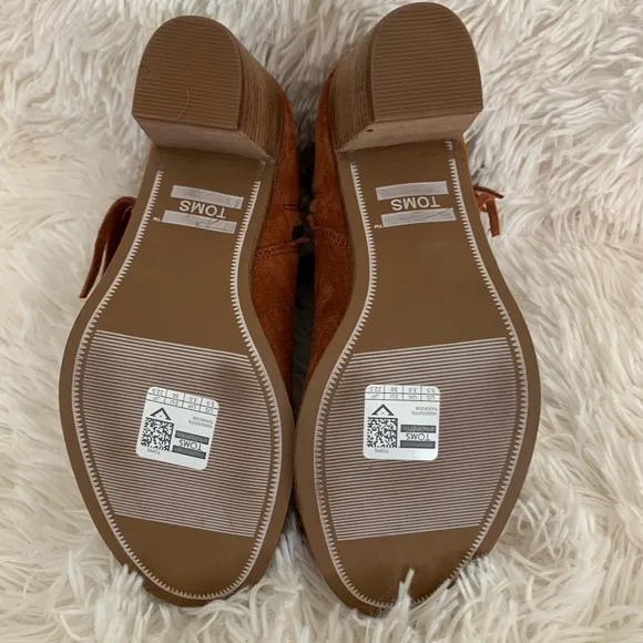 Toms Cognac Suede Fringe Ankle Boots
