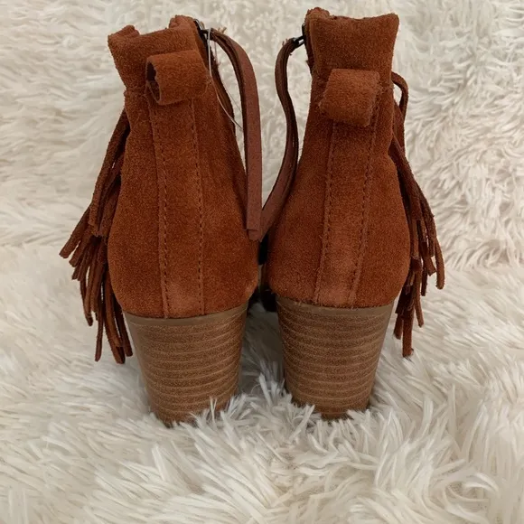 Toms Cognac Suede Fringe Ankle Boots