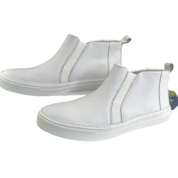 TOMS Leather Bryce Sneakers White Womens Size 11 Ortholite Pull On Shoes Casual